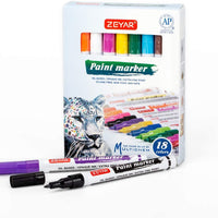 Rotuladores de pintura ZEYAR, certificado AP, punta extrafina, 18 colores, tinta permanente y resistente al agua, funciona en roca, madera, vidrio, metal y cerámica y casi todas las superficies. - Arteztik