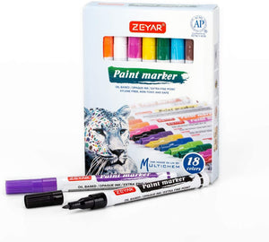 Rotuladores de pintura ZEYAR, certificado AP, punta extrafina, 18 colores, tinta permanente y resistente al agua, funciona en roca, madera, vidrio, metal y cerámica y casi todas las superficies. - Arteztik