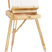 Artina caballete de escritorio Miami - caballete de mesa de madera portátil y plegable con paleta de madera y estuche para lienzo de hasta 33,8" - Arteztik