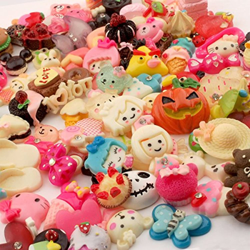 summer-ray 100 Mixed Lot Resina Adornos Value Pack for Clips de pelo, Scrapbooking - Arteztik