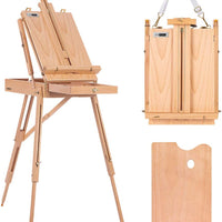 VIVOHOME - Caballete de madera estilo francés, trípode portátil, altura ajustable con caja de bocetos y cajón de almacenamiento - Arteztik