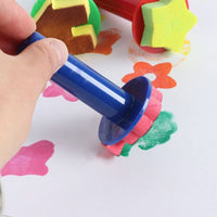 6 pcs niños aprendizaje temprano Mini Esponja Espuma pincel de pintura flor sello niños DIY Graffiti dibujo juguetes - Arteztik