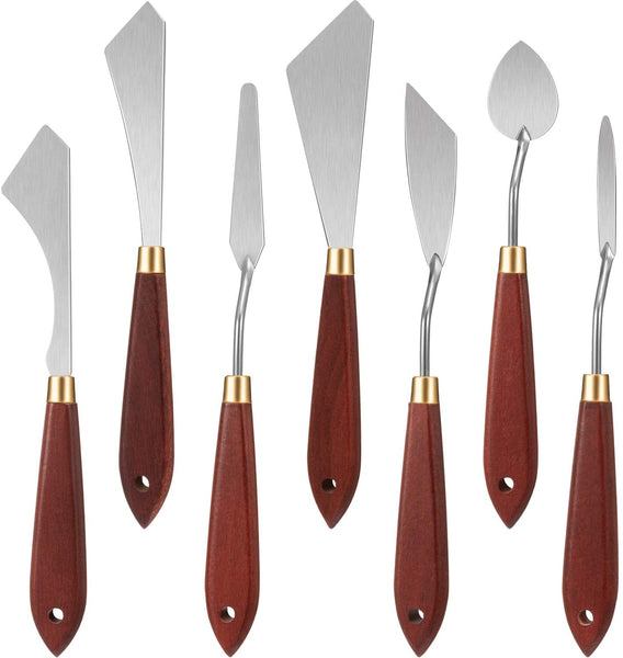 Juego de 7 cuchillos de pintura, rascador de mezcla de acero inoxidable, paleta de cuchillos para suministros de pintura al óleo - Arteztik