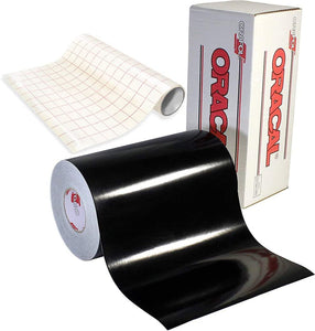 Oracal negro brillante calcomanía vinilo de manualidades para Cameo, Cricut & silueta incluye rollo de vvivid transparente papel de transferencia - Arteztik