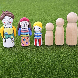 35 piezas de muñecas de madera sin terminar, pequeños cuerpos de muñeca de madera, muñeca de madera de la familia para manualidades - Arteztik