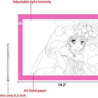 ME456 - Caja de luz LED de tamaño A4 para dibujo de tatuajes, diseño de animación, dibujo de dibujos, color rosa - Arteztik