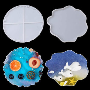 Pengxiaomei - Moldes de resina de fundición gruesa, 2 moldes de silicona epoxi para espejo de espejo irregular, moldes de silicona duraderos para hacer posavasos de ágata, tapetes de taza, decoración y joyería - Arteztik