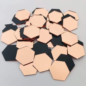 NUORUI - 100 azulejos de mosaico de espejo hexagonal de 1.0 in, color oro rosa para proyectos de manualidades - Arteztik