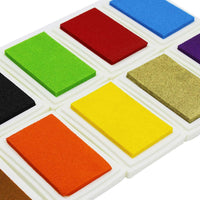 Paquete de 10 almohadillas de tinta para manualidades con diseño de arcoíris para los dedos, para profesores, niños, para hacer tarjetas con huella dactilar, lavables, negro, dorado, azul, rosa - Arteztik
