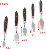 Tulead - Paleta de cuchillos de acero inoxidable con mango de madera (5 tamaños) - Arteztik
