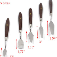 Tulead - Paleta de cuchillos de acero inoxidable con mango de madera (5 tamaños) - Arteztik