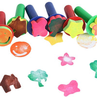 6 pcs niños aprendizaje temprano Mini Esponja Espuma pincel de pintura flor sello niños DIY Graffiti dibujo juguetes - Arteztik
