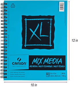 XL Spiral Multimedia Paper Pad 9 x 12 pulgadas Multiuso 60 hojas - Arteztik