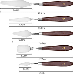 iHouse - Juego de 5 espátulas de acero inoxidable para pintura al óleo, accesorios de mezcla de colores para óleo, lienzo, pintura acrílica - Arteztik