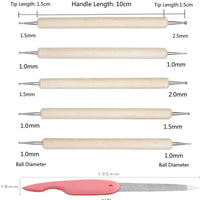 Yagugu - Juego de herramientas para clavos, 11 lápices de bolas, diseño de arcilla, esculpir y tallar herramientas de modelado para uñas - Arteztik