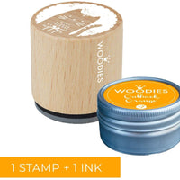 Woodies - Sello de gato con almohadilla de tinta naranja de Outback, sello de goma de madera y almohadilla de tinta para manualidades y tarjetas - Arteztik