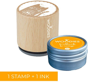 Woodies - Sello de gato con almohadilla de tinta naranja de Outback, sello de goma de madera y almohadilla de tinta para manualidades y tarjetas - Arteztik