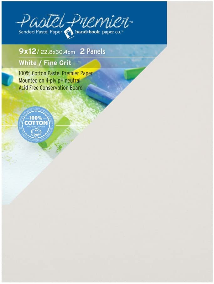Pastel Premier lijado papel Pastel conservación Panel, grano fino, 9 x 12 inches, color blanco, 1 paquete de 2 paneles - Arteztik