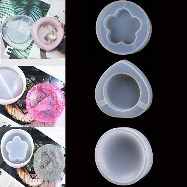 3 moldes para cenicero, de resina de silicona transparente, para manualidades, para hacer decoración del hogar - Arteztik