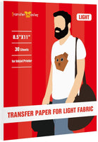Transfer Master - Papel de transferencia de calor para impresora de inyección de tinta, papel de transferencia de planchado para telas ligeras, 8.5 x 11.0 in, camisetas personalizadas - Arteztik

