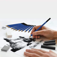 KONIBN 36pcs Drawing and Sketching Pencil Set Professional Drawing Kit in Zipper Carry Case, Sketch Pencils Set Includes Graphite Charcoal Sticks Tool Sketch book, Art Supplies for Adults Kids - Arteztik