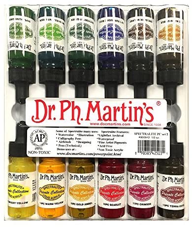 Dr. Ph. Martin de Spectralite Colección Privada Liquid acrílicos Botellas, 0.5 oz, Set de 12 (Juego de 2) - Arteztik