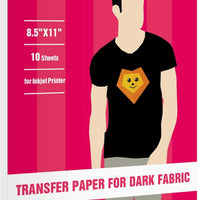 Transfer Master imprimible papel de transferencia de calor para camisetas oscuras, impresora de inyección de tinta, papel de transferencia para telas oscuras, 8.5 x 11 pulgadas, 10 hojas, camisetas personalizadas de bricolaje - Arteztik