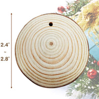 Prsildan - Rodajas de madera natural con agujeros de 2.5 - 3.1 in, 30 piezas de cuentas de madera para manualidades de bricolaje, 30 piezas de adornos de madera sin terminar para manualidades de Navidad - Arteztik