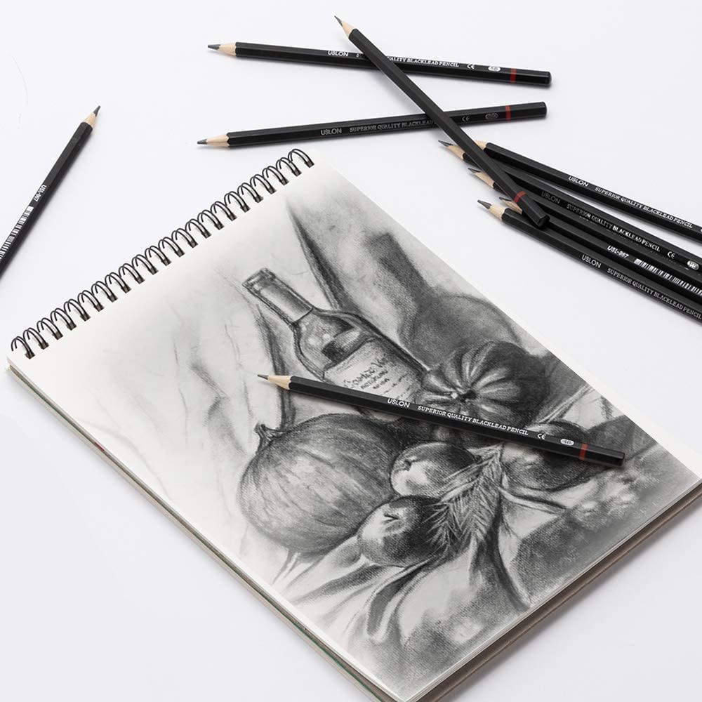 Juego de lápices de dibujo profesional – 12 lápices de grafito de dibu