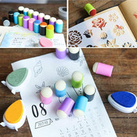 40 esponjas de dedo duraderas, almohadilla de tinta para estampado, cepillo con caja de almacenamiento para pintura, dibujo, tinta, tiza (colorido) - Arteztik