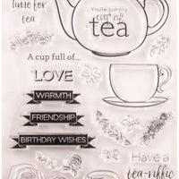 Tarjeta de felicitación de cumpleaños con diseño de taza de té, de goma, con sello transparente, para álbumes de recortes y fotos, para hacer tarjetas y sellos transparentes - Arteztik