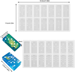 Moldes de resina Domino, 2 piezas de 14 cavidades Domino doble seis moldes de resina epoxi, moldes de silicona DIY para dominó personalizados, moldes de juego de dominó de silicona - Arteztik