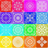 16 PCS Stencils for Painting on Wood Mandala Wall Stencils for Paint Large Pattern DIY Drawing Template for Letter Journal Rock Painting Art Projects, Reusable - Arteztik
