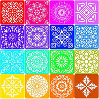 16 PCS Stencils for Painting on Wood Mandala Wall Stencils for Paint Large Pattern DIY Drawing Template for Letter Journal Rock Painting Art Projects, Reusable - Arteztik