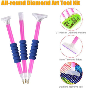 Kits de pintura de diamante 5D y accesorios con herramientas de fijación de pintura de diamante y 2 paquetes de 28 rejillas cajas de almacenamiento de diamante - Arteztik