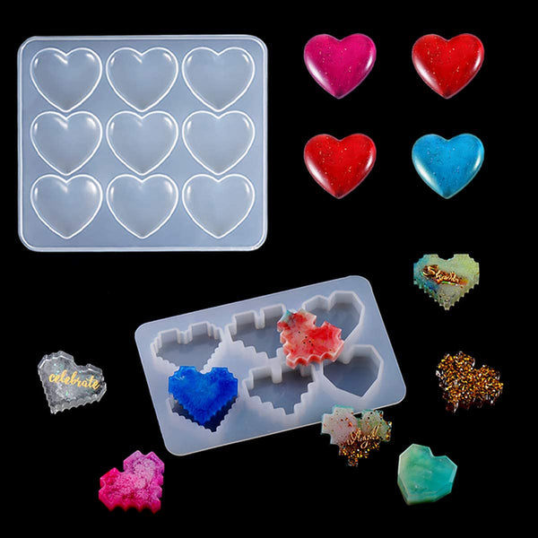 iSuperb - 1 juego de moldes de resina para moldes de silicona con forma de corazón para moldeado de silicona - Arteztik