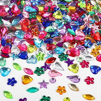 JPSOR paquete de 600 gemas planas de acrílico vidriante para decoración, 6 formas, de 6 a 13 mm, con pinzas y bolsa - Arteztik
