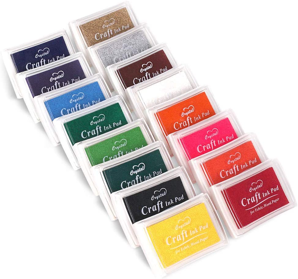 Almohadillas de tinta para dedos, lavables, para manualidades, sellos de goma, papel, álbumes de recortes, tela de madera, el mejor regalo para niños (16 colores) - Arteztik