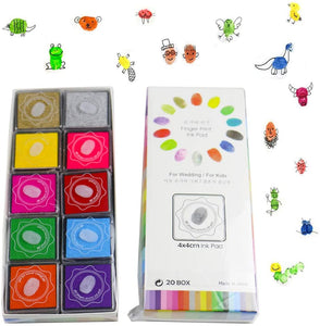 Almohadillas de tinta para manualidades, 20 colores, arcoíris, para regalos, para sellos, papel, tela de madera - Arteztik