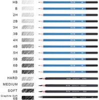 EEX Art Supplies, lápices de dibujo de grafito y juego de bocetos, kit de dibujo profesional para artistas, incluye lápices de carbón, lápices de grafito, palos, sacapuntas, gomas de borrar y bloc de bocetos - Arteztik
