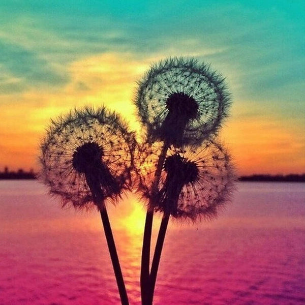 5D DIY Diamond Painting Kits for Adults by Ritoti Full Drill Rhinestone Diamond Painting Art Craft for Home Wall Decor (15.75x15.75 Inch,Dandelion in The Dusk) - Arteztik