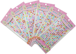 YYaaloa Paquete de 6 hojas 1500 + redondas coloridas con diamantes de imitación, autoadhesivas, para manualidades, cuerpo, uñas, boda, decoración, etc. (6 hojas-02) - Arteztik