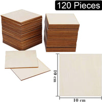 Ruisita 120 piezas cuadradas de madera sin terminar de 3.9 x 3.9 in con 1 paquete de esponja de lijado para pintar y proyectos de manualidades (120) - Arteztik