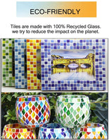 Jili en línea 70 piezas varios colores vidrio Piezas mosaico azulejos Tessera para artes bricolaje forma de rectángulo Craft 10 x 40 mm - Arteztik
