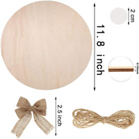 Juego de 3 rebanadas de madera en blanco para decoración de puerta delantera, cartel de madera sin terminar, con cordel y 3 lazos, 12 cintas transparentes para manualidades y decoración de Navidad - Arteztik