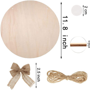Juego de 3 rebanadas de madera en blanco para decoración de puerta delantera, cartel de madera sin terminar, con cordel y 3 lazos, 12 cintas transparentes para manualidades y decoración de Navidad - Arteztik