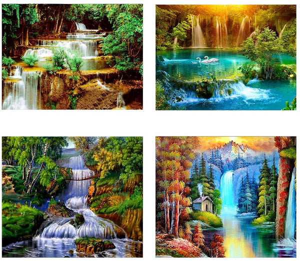 Kit de pintura de diamante 5D con perforación completa, pintura de bordado con diamantes de imitación para paisaje, arte para decoración de pared del hogar, 12 x 16 pulgadas - Arteztik