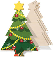 4 piezas de 15.1 x 10.0 in, adornos de madera sin terminar, árbol de madera, recorte en blanco, forma de árbol de Navidad para fiesta de Navidad, decoración de bricolaje - Arteztik
