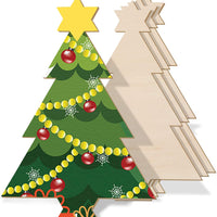 4 piezas de 15.1 x 10.0 in, adornos de madera sin terminar, árbol de madera, recorte en blanco, forma de árbol de Navidad para fiesta de Navidad, decoración de bricolaje - Arteztik