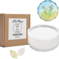 Moldes de posavasos para fundición de resina, paquete de 4 moldes de silicona de resina epoxi con borde de diamante ZeMooon para hacer manualidades (redondos) - Arteztik